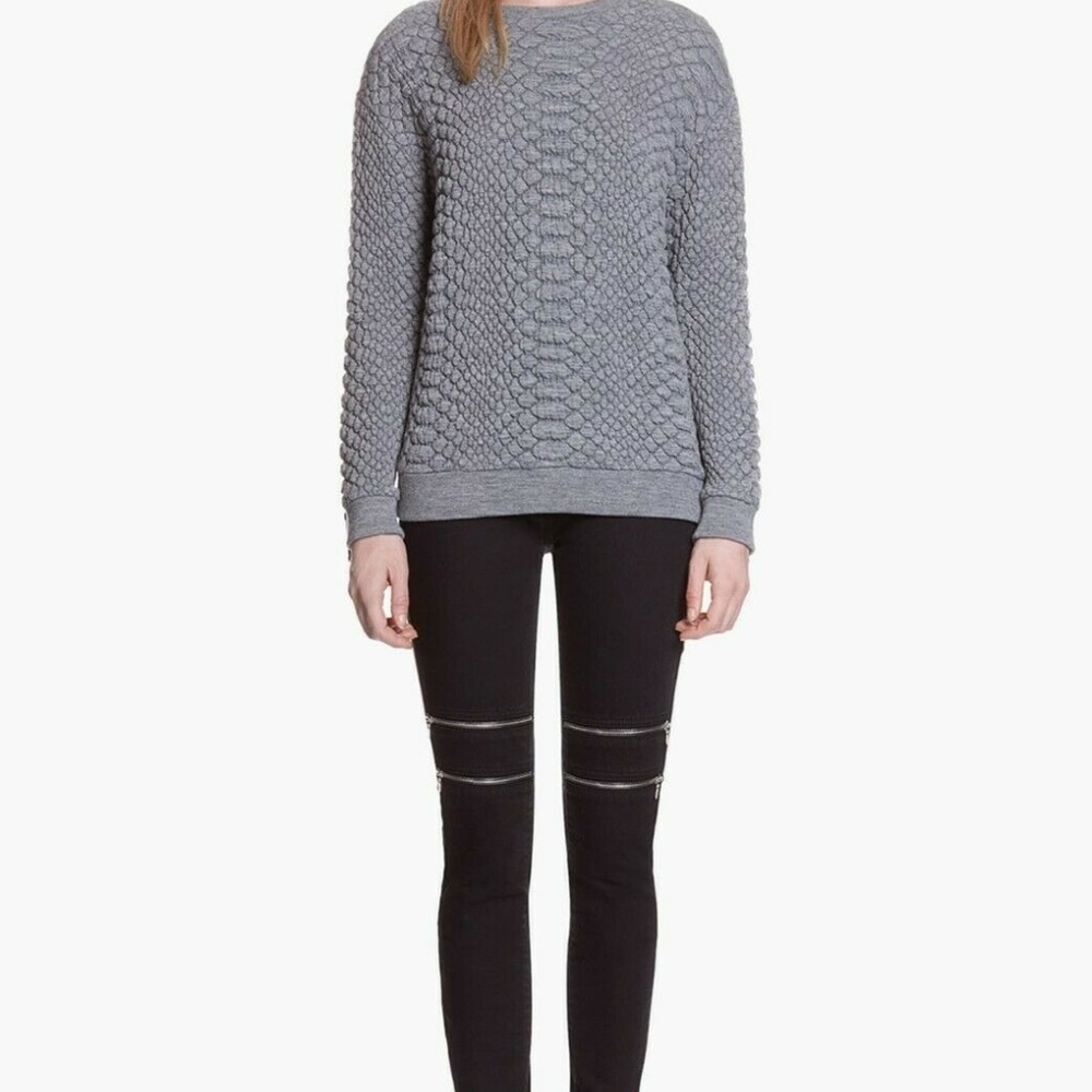 SANDRO Gray Tac Top Long Sleeve Textured Sz 2 Medium EUC - Picture 2 of 12